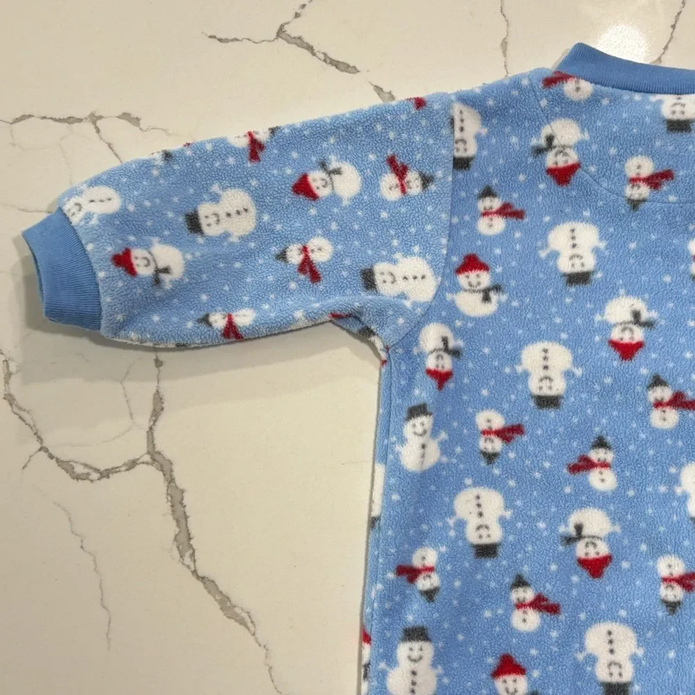 Carter’s Baby Boys Blue Fleece Snowman Christmas Footed Pajamas Sleeper 6 Months